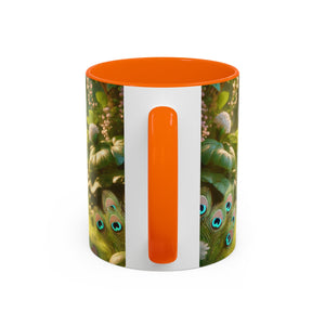 Accent Coffee Mug (11, 15oz), 8 Colors - Baby White Peacock