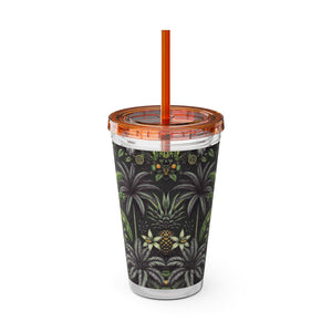 Tropical Tumbler with Straw | 16 oz: Tropical Fruit, Black
