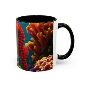 Black Coffee Mug ~ Seahorses in Love