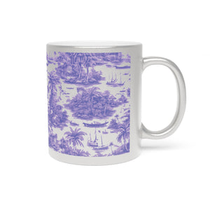 Tropical Metallic Mug, Gold or Silver - Tropical Trip Toile, Purple