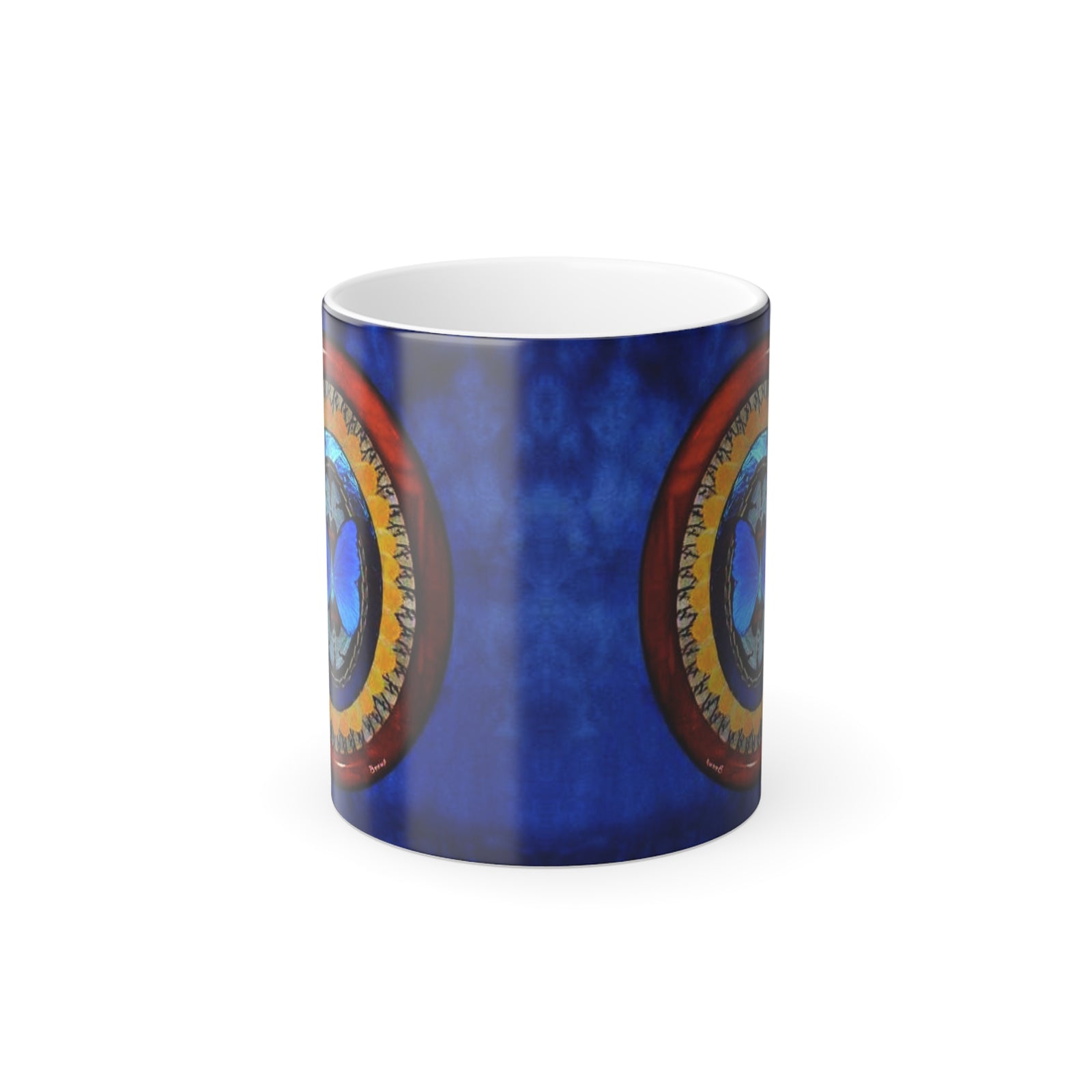 Color Morphing Mug, 11oz, Oval Real Butterfly Wing Art