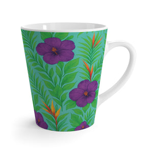 Latte White Mug - Midnight Flower Green