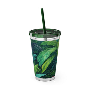 Tropical Tumbler with Straw | 16oz Colorful Travel Cup / Sleeping Spot