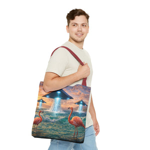 UFO and Flamingos Tote Bag - 3 Sizes
