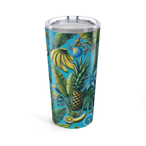20oz Tropical Glossy Tumbler, Stainless Steel / More Tropical Fruit, Aqua Blue