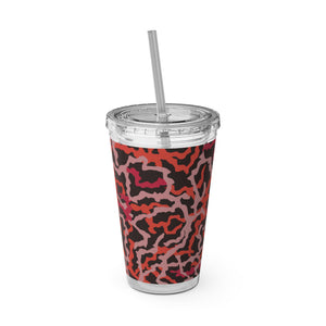 Tropical Tumbler with Straw | 16 oz: Coral Threads, Red