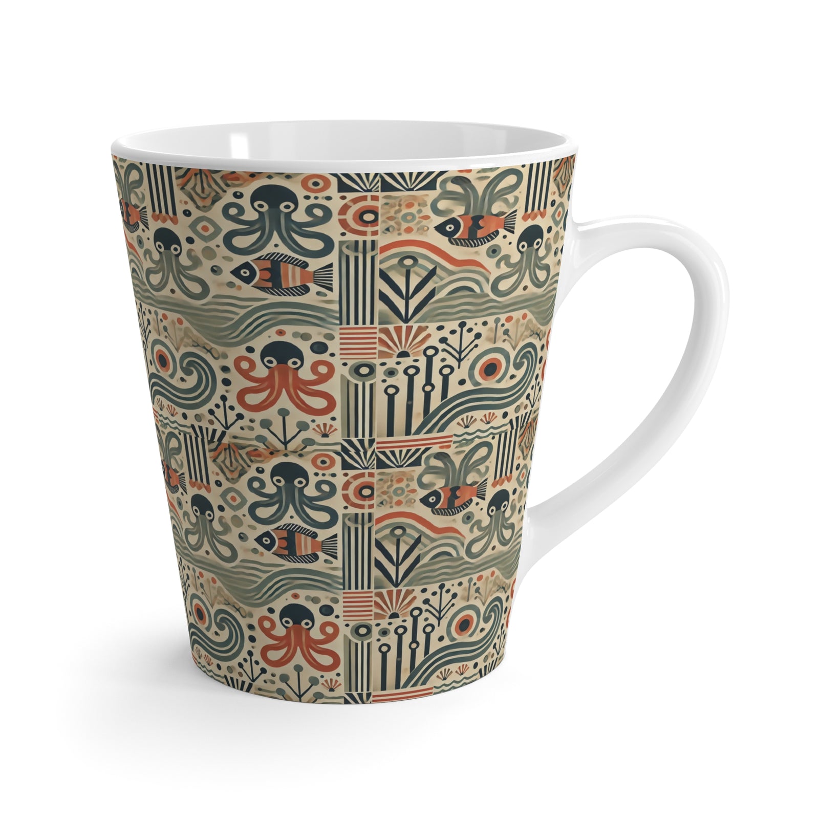 Latte White Mug - Mid-Century Octopus