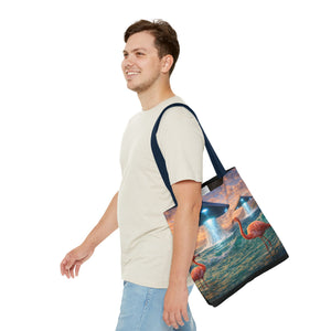 UFO and Flamingos Tote Bag - 3 Sizes