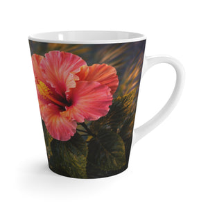 White Latte Mug – Sunset Hibiscus Coffee Cup