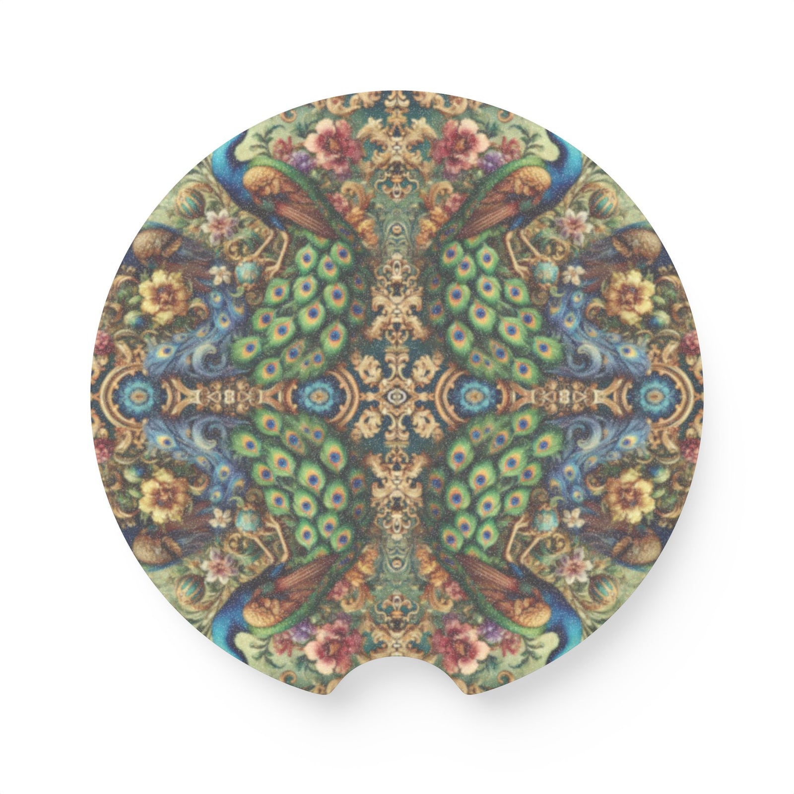 Soapstone Car Coaster - Kaleido Peacock Royals