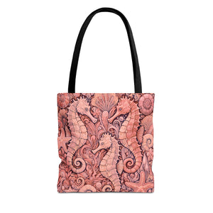 Seahorse Trio Tote Bag, Red - 3 Sizes
