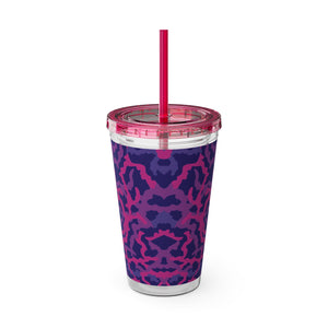 Tropical Tumbler with Straw | 16 oz: Coral Threads, Heatwave