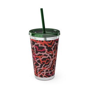 Tropical Tumbler with Straw | 16 oz: Coral Threads, Red