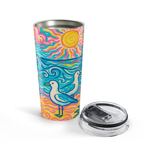 20oz Tumbler — Coastal Beach Seagulls Stainless Travel Cup