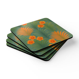 Coaster Set/4 - Sunrise Palms/Orange