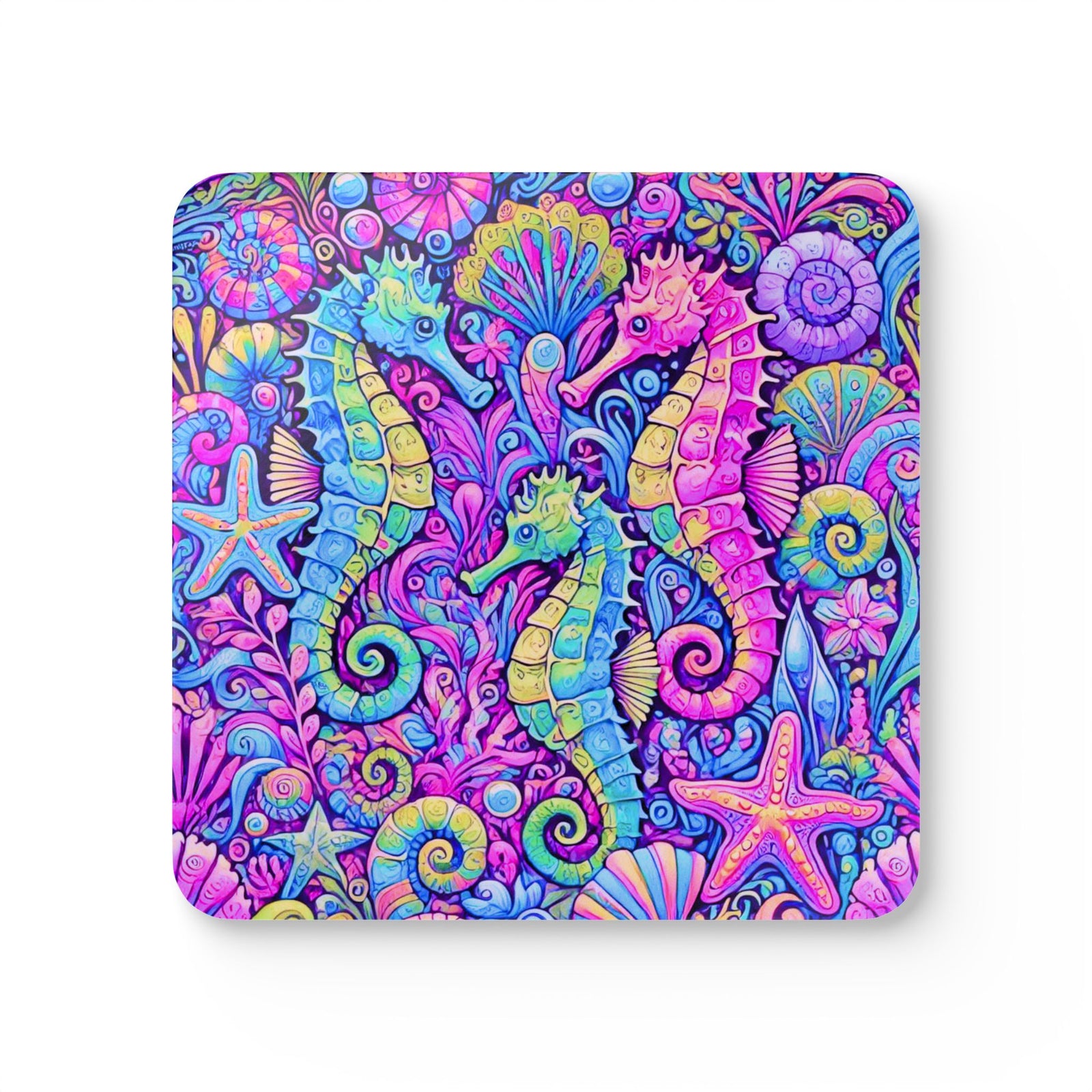 Coaster Set/4 - Seahorse Trio, Fantasy Pop