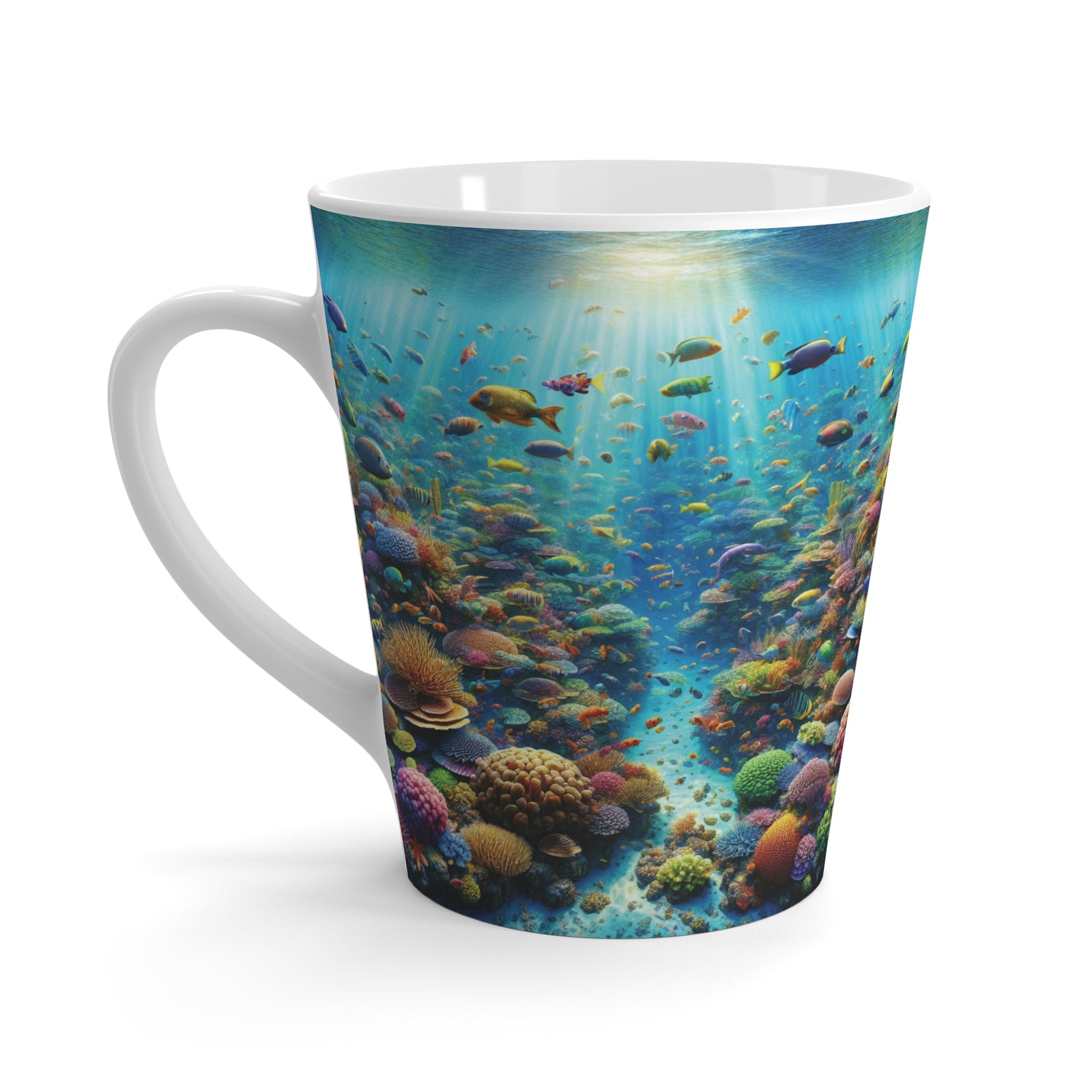 Latte White Mug - Busy Coral Reef