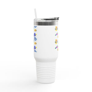 School of Fish/White Insulated Travel Mug - 40oz - Perfect for Outdoor Adventures