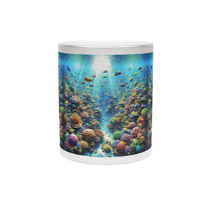 Tropical Metallic Mug, Gold or Silver - Busy Coral Reef