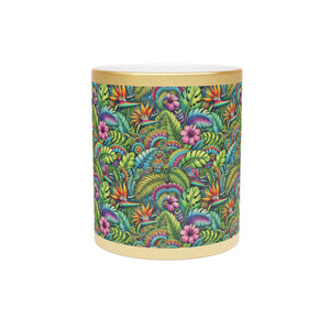 Tropical Metallic Mug, Gold or Silver - Rainforest Blooms