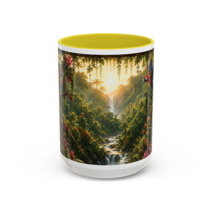 Tropical Waterfall Mug – Lush Jungle Scenic Accent Coffee Cup (11oz/15oz)