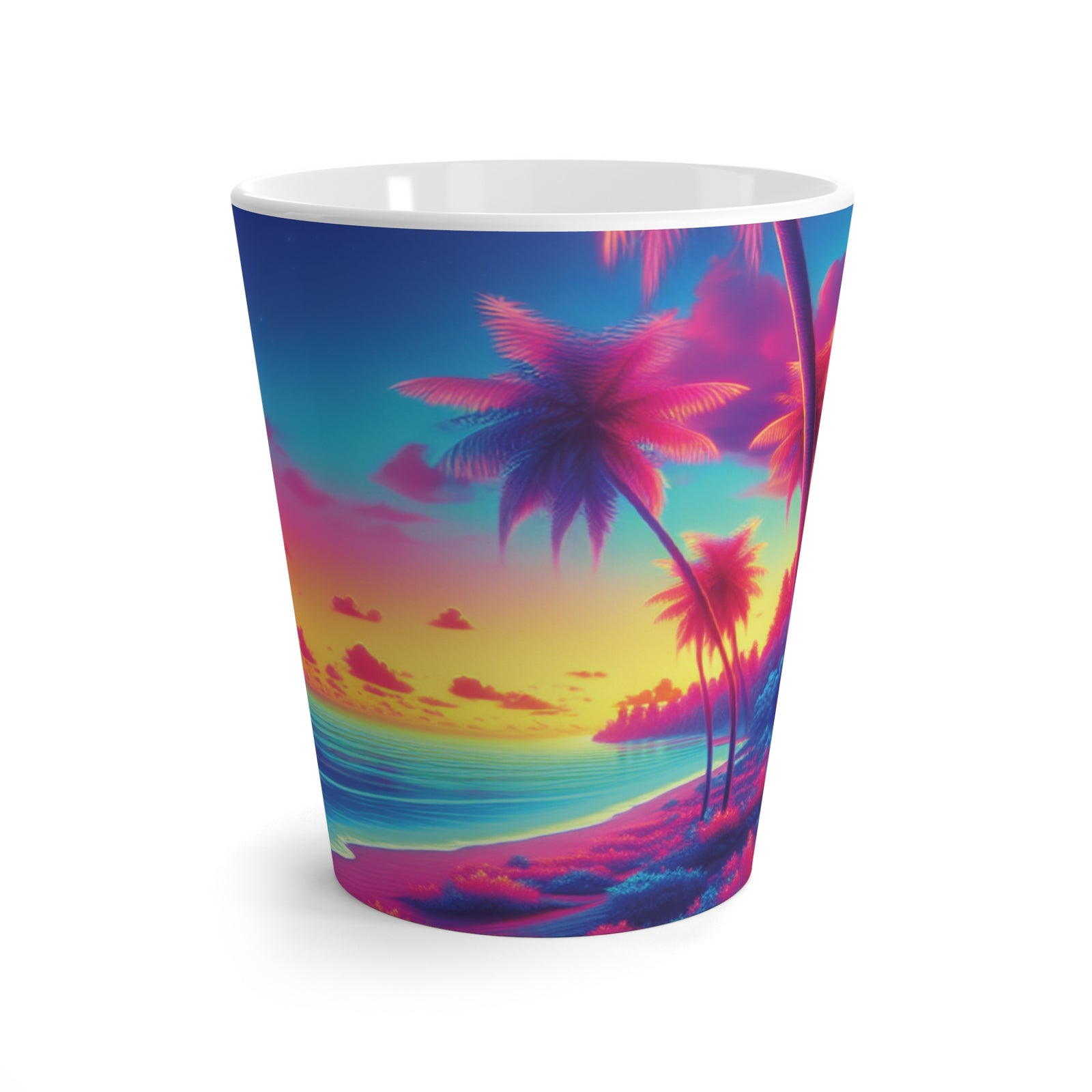 White Latte Mug - Glorious Skies Tropical Beach