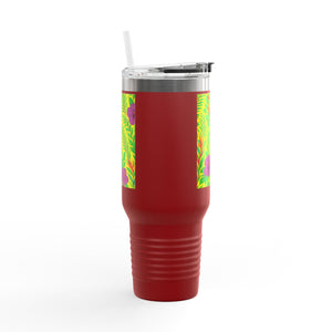 Midnight Flower Yellow Insulated Travel Mug - 40oz - Perfect for Outdoor Adventures