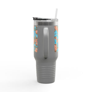 Insulated Travel Mug, 40oz / Beach Dreams, Coral Blues