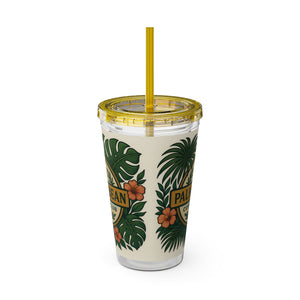 Tropical Tumbler with Straw | 16oz: Palm & Bean Coffee Club