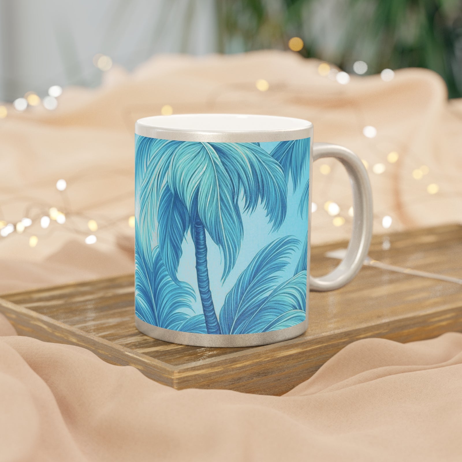 Tropical Metallic Mug, Gold or Silver - Azure Palms