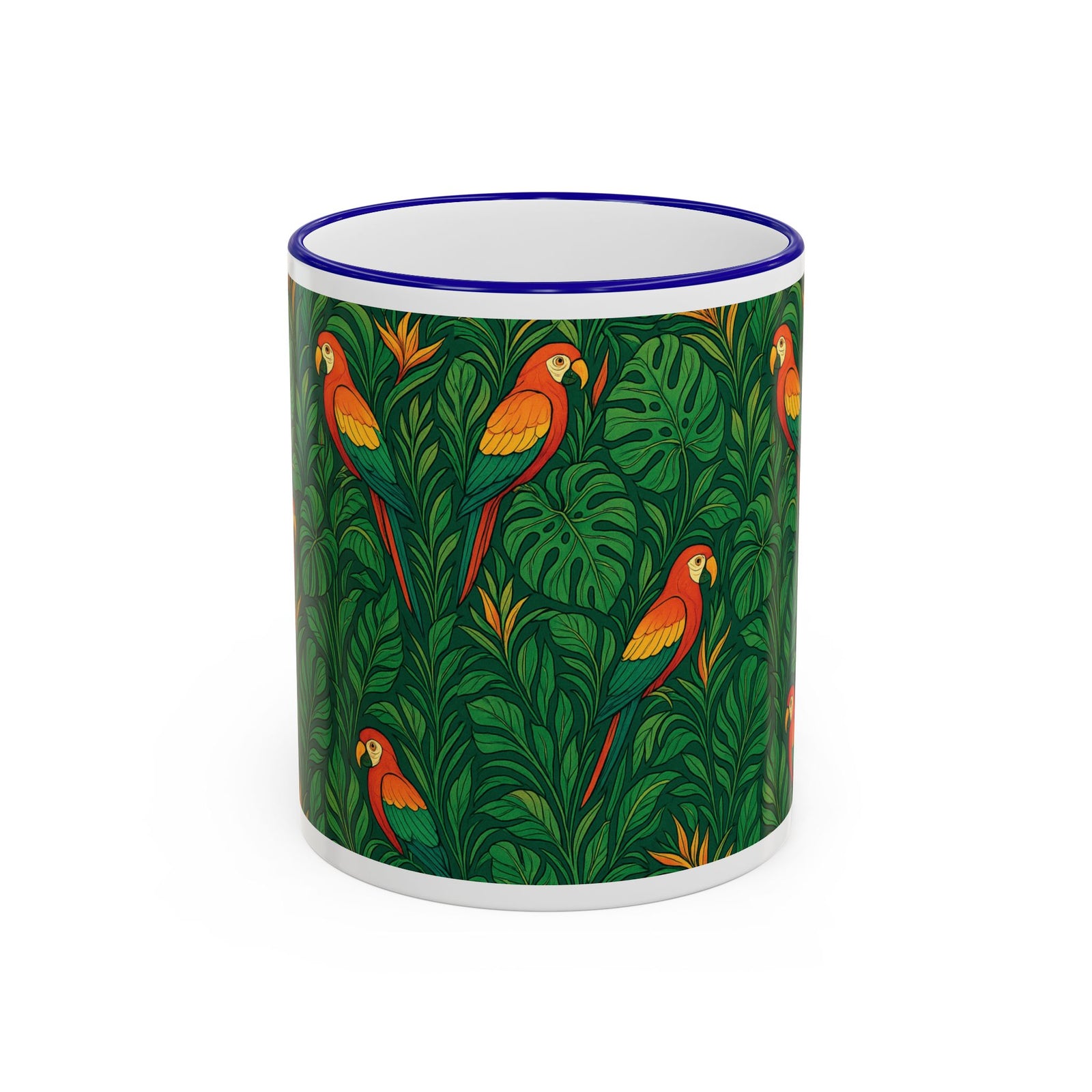 Accent Rim & Handle Coffee Mug ~ Parrot Family