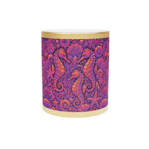 Tropical Metallic Mug, Gold or Silver - Seahorse Trio, Heatwave
