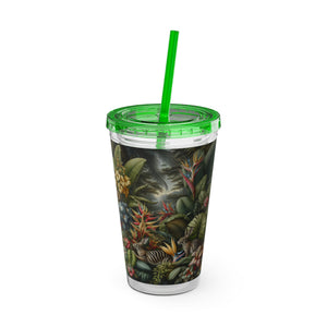 Tropical Tumbler with Straw | 16 oz: Rainforest Rabbit Outing
