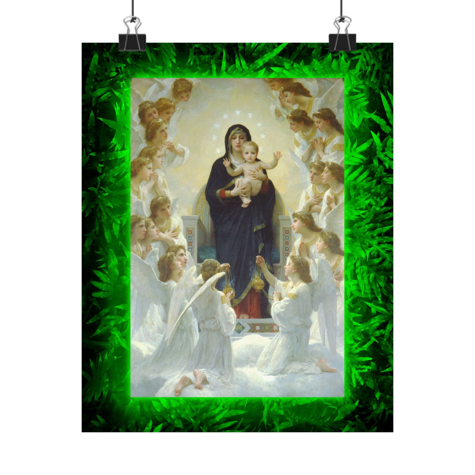 Matte Religious Poster — Mary and the Angels Christian Art Print