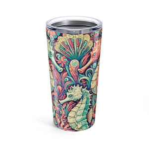 20oz Tropical Glossy Tumbler, Stainless Steel / Seahorse Trio, Retro