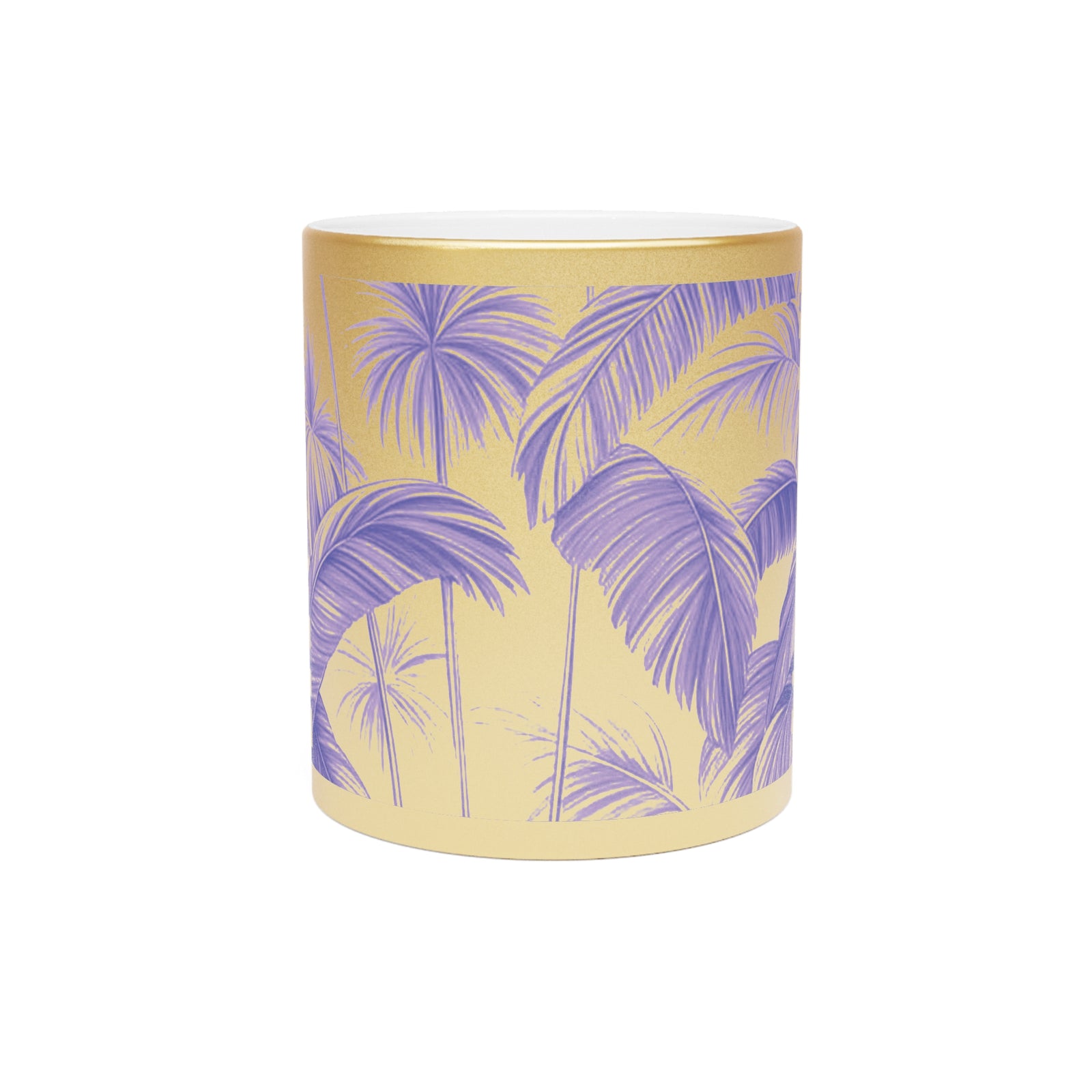 Tropical Metallic Mug, Gold or Silver - Palm Serenity, Lilac