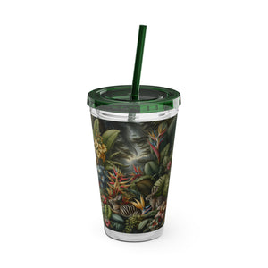 Tropical Tumbler with Straw | 16 oz: Rainforest Rabbit Outing
