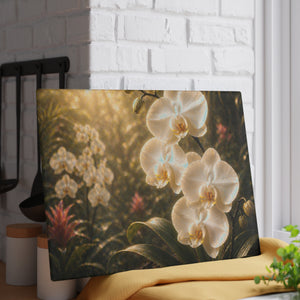 Glass Coffee Station Tray ~ Pearl Orchids