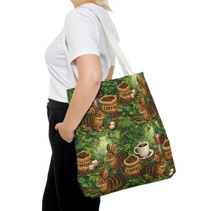 Tropical Rabbits & UFOs Tote Bag, Black - 3 Sizes