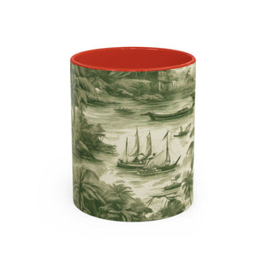 Accent Coffee Mug (11, 15oz), Tropical Toile #1, Various Colors
