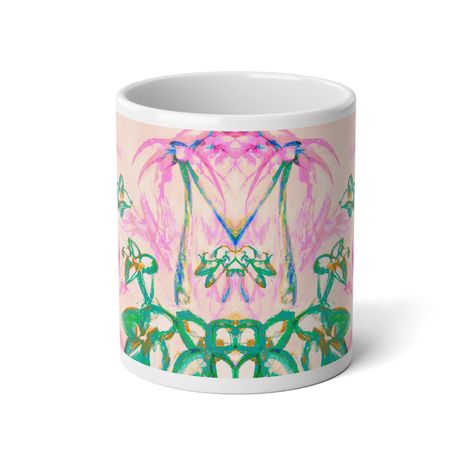 Jumbo Mug, 20oz, Tropical Doodles, Pink | Tropical Coffee Cup