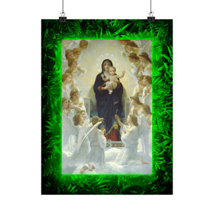 Matte Religious Poster — Mary and the Angels Christian Art Print