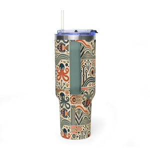 40oz Tumbler Art Deco Octopus Pattern Thermal