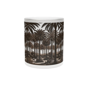 Tropical Metallic Mug, Gold or Silver - Woodcut Palms