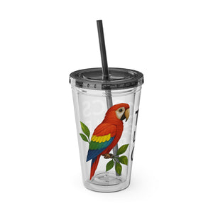 Tropical Tumbler with Straw | 16oz: Tropics Lifestyle Coffee Parrot Logo