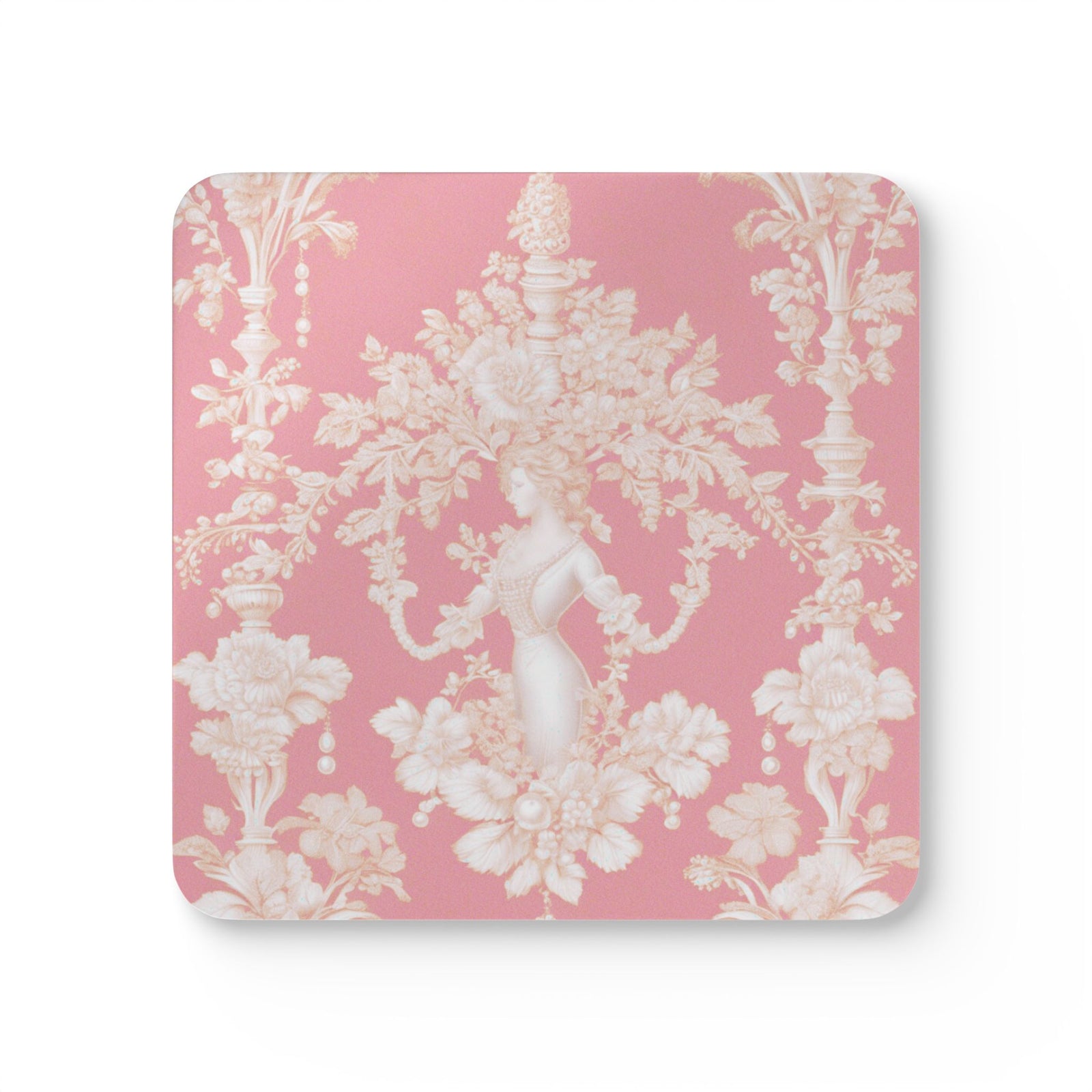 Coaster Set/4 - Pearl Lady Toile, Hyacinth Pink
