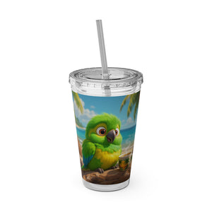 Tropical Tumbler with Straw | 16oz: Lulu the Parrot
