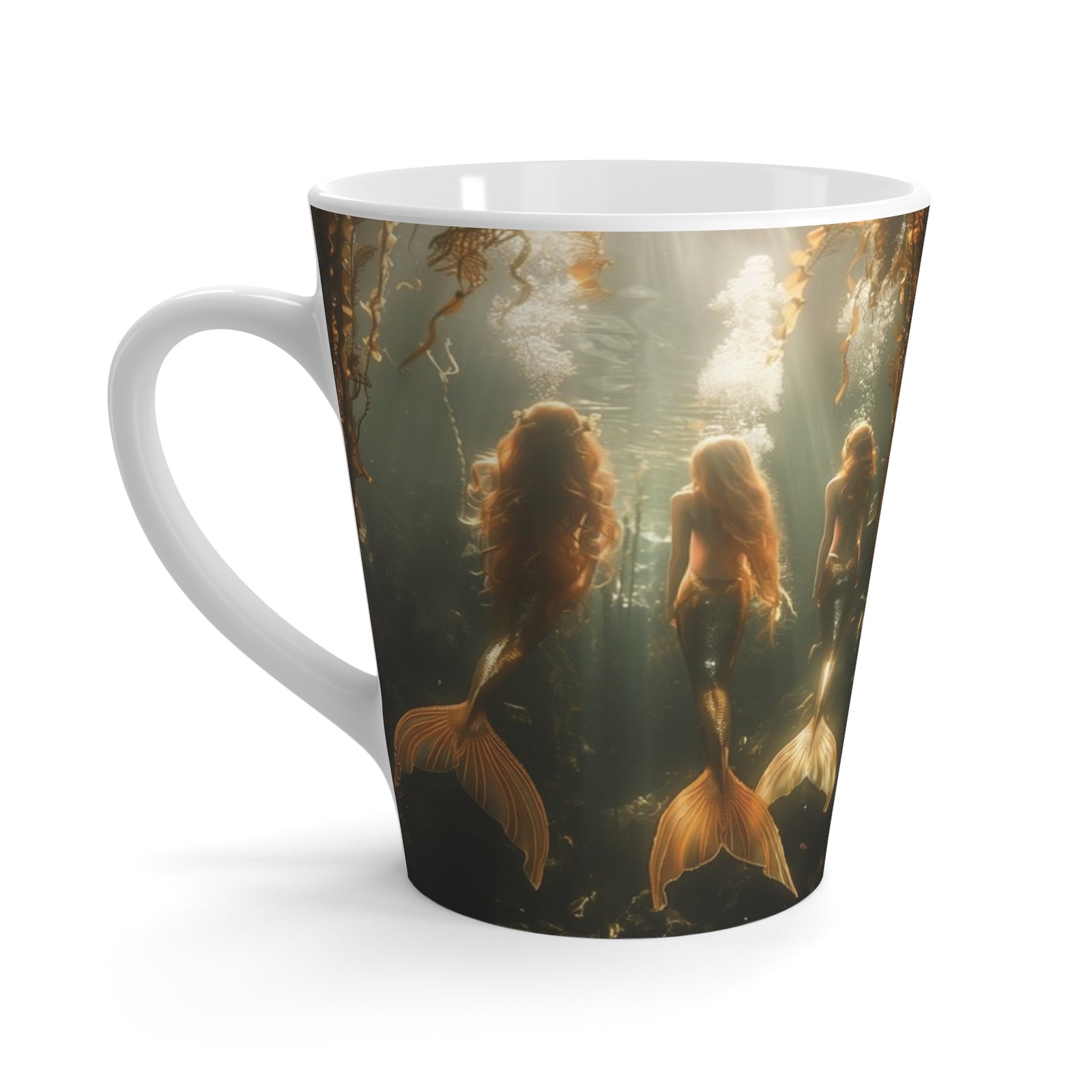 Latte White Mug - Three Mermaid Sisters