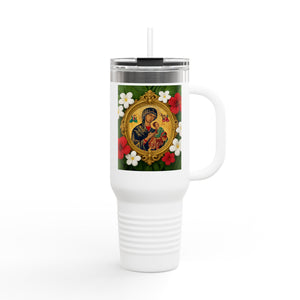 Religious Insulated Travel Mug, 40oz / Our Lady of Perpetual Help, Mary and Jesus