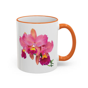 Accent Rim & Handle Mug – Pink Orchids